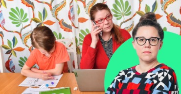 På hemmakontoret får barnen ersätta tjattrande kollegor